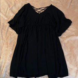 Black challis dress with cross back detail